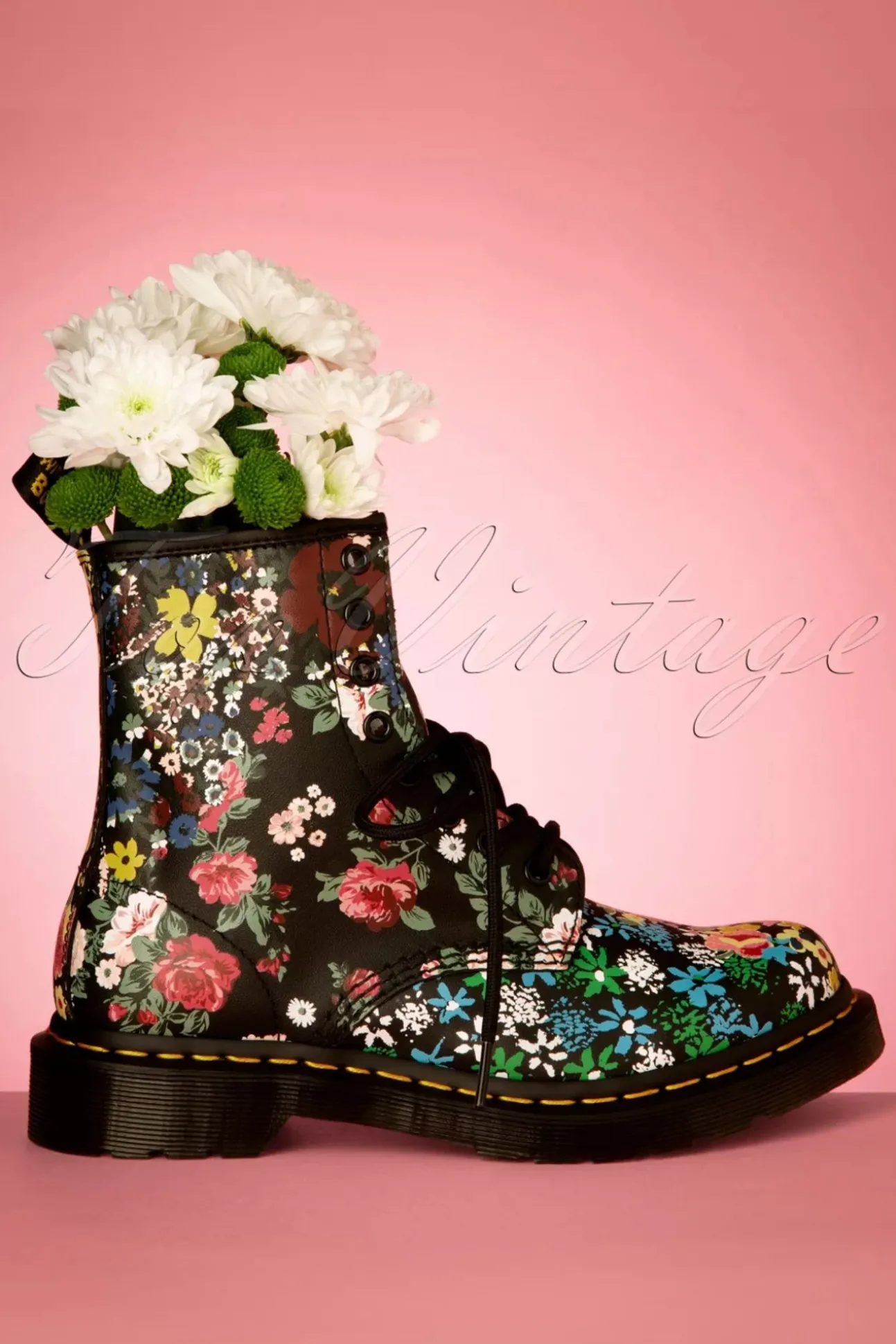 1460 Pascal Floral Mash Up Backhand Laarzen In Zwart