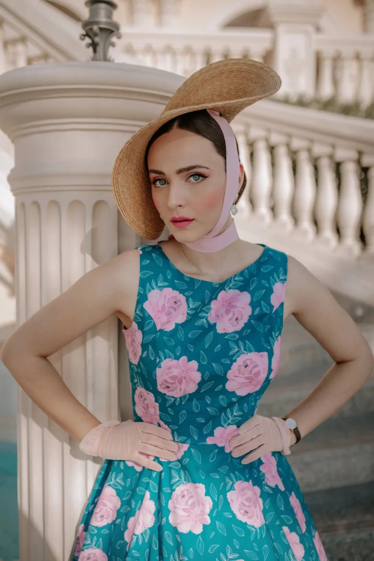 Adriana Swingjurk Met Bloemenprint In Groenblauw Blauw