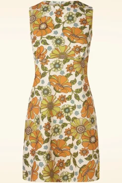 Amy Bloemen Jurk In Oranje En Groen