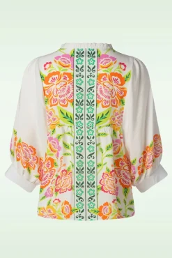 Anika Floral Top In Wit