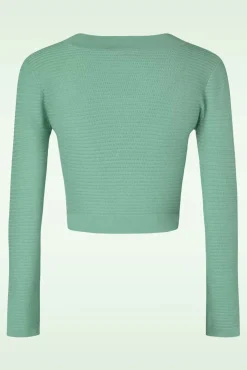Ariane Getextureerd Gebreid Cropped Vest In Mintgroen