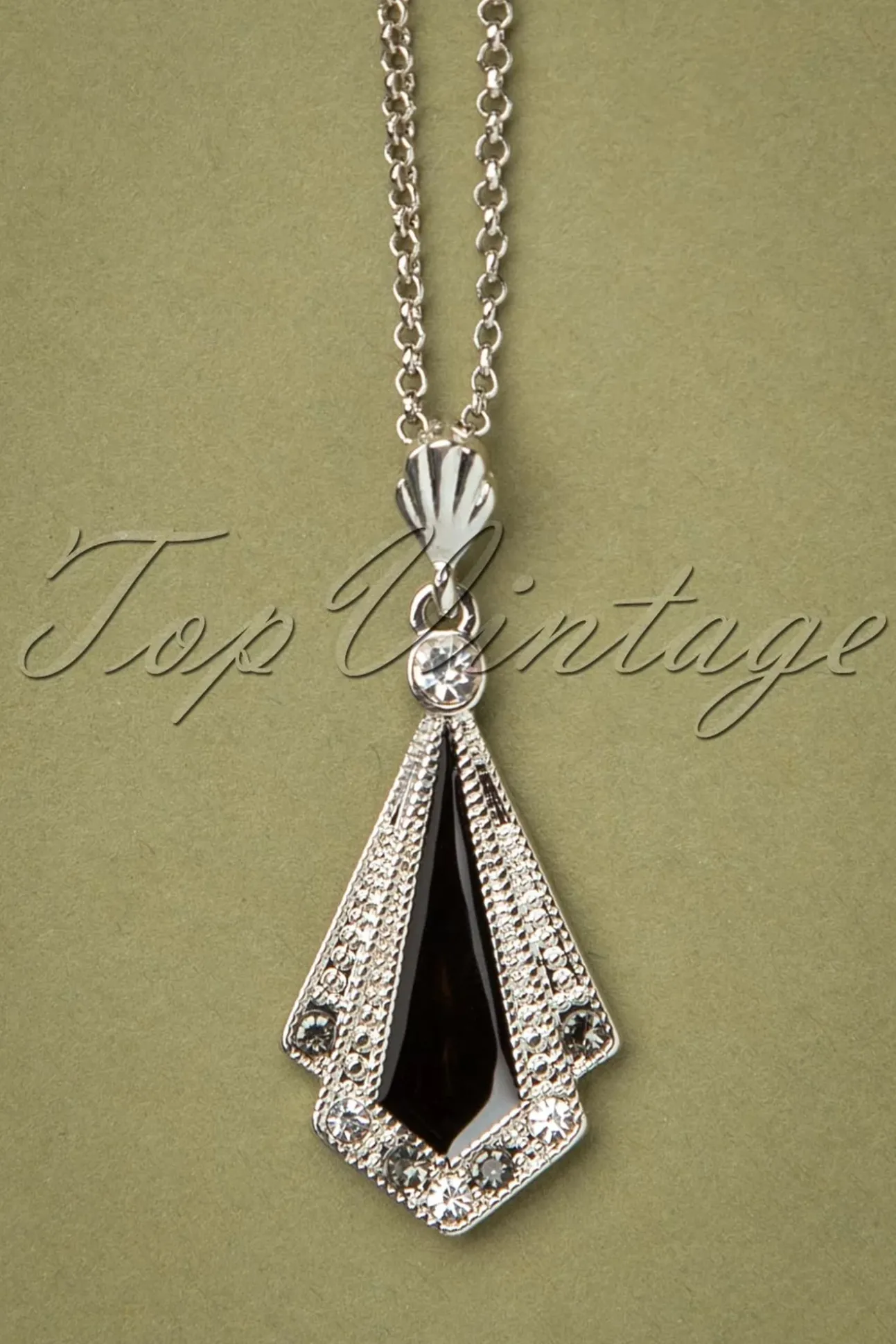 Art Deco Ketting In Zwart