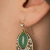 Art Deco Ovale Oorbellen In Groen