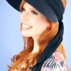 Augusta Strohoed Met Klep In Marineblauw