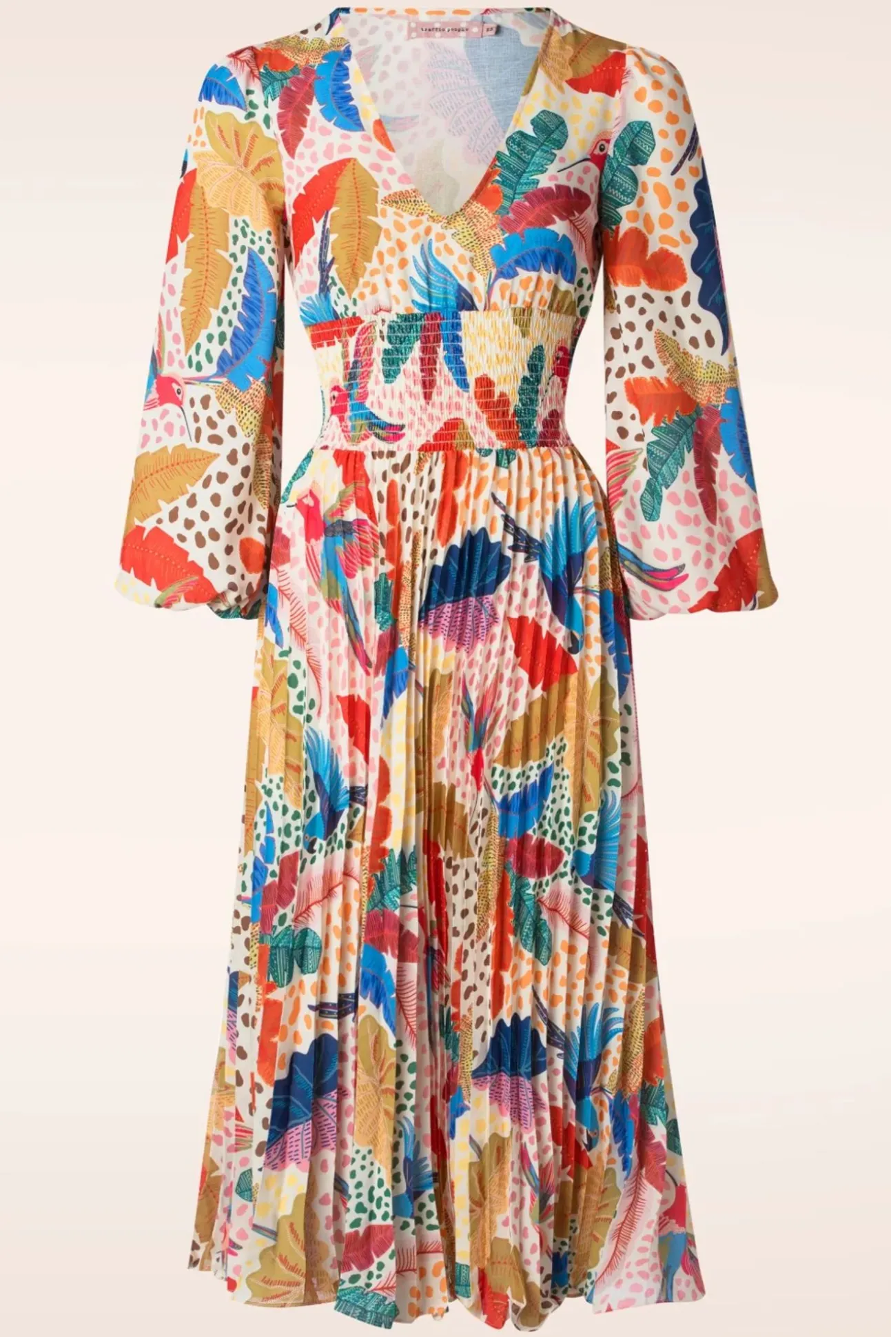 Aurora Tropical Midi Jurk In Multi