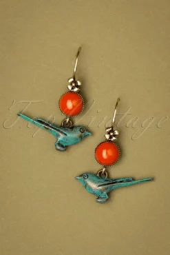 Birdie Vergulde Oorbellen In Blauw En Rood