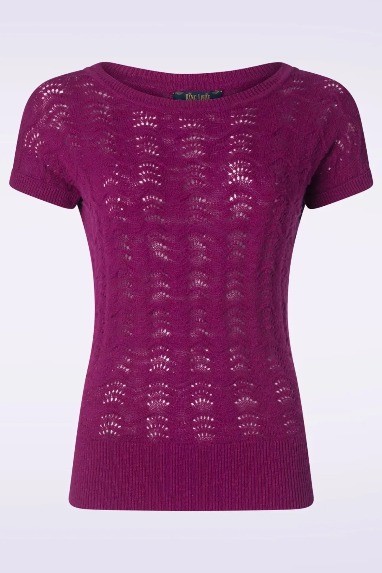 Boatneck Top Scallop In Levendig Paars