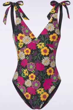 Bow Flower Power Badpak In Zwart