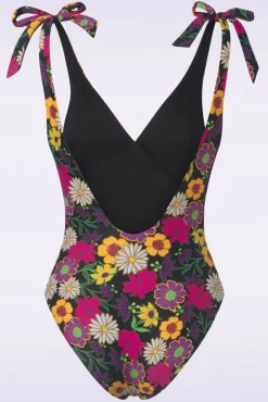 Bow Flower Power Badpak In Zwart