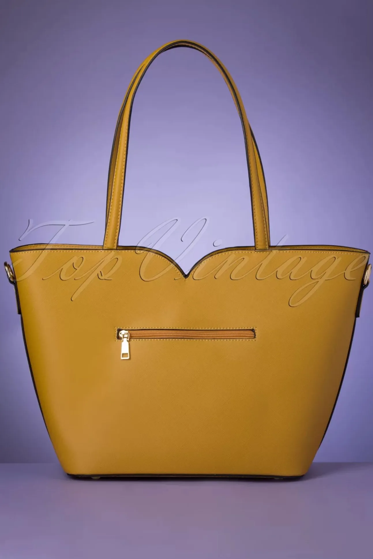 Bow Front Geschulpte Shopper Tas Mosterd Geel