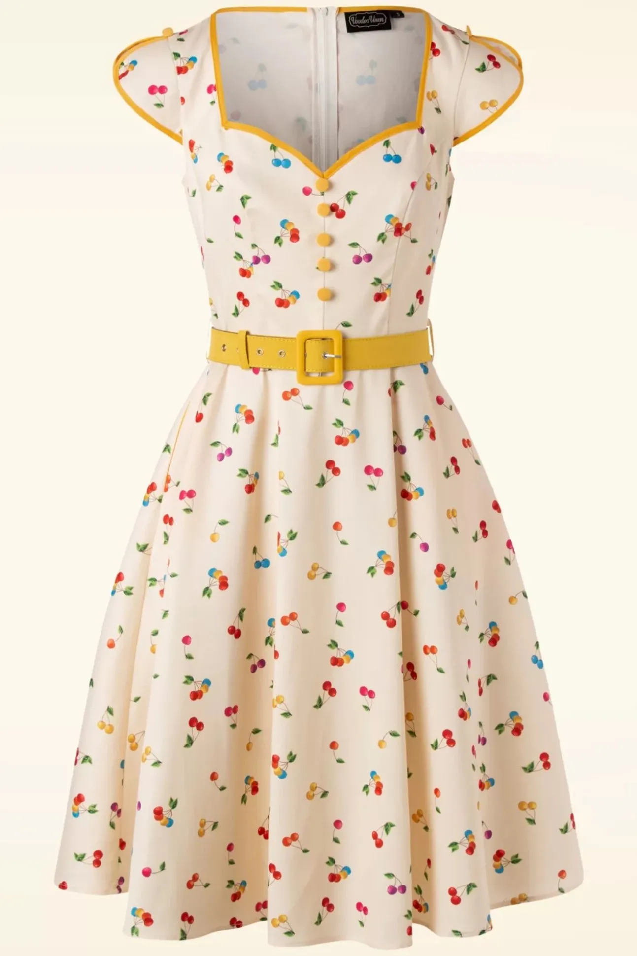 Chacha Cherry Swingjurk In Creme