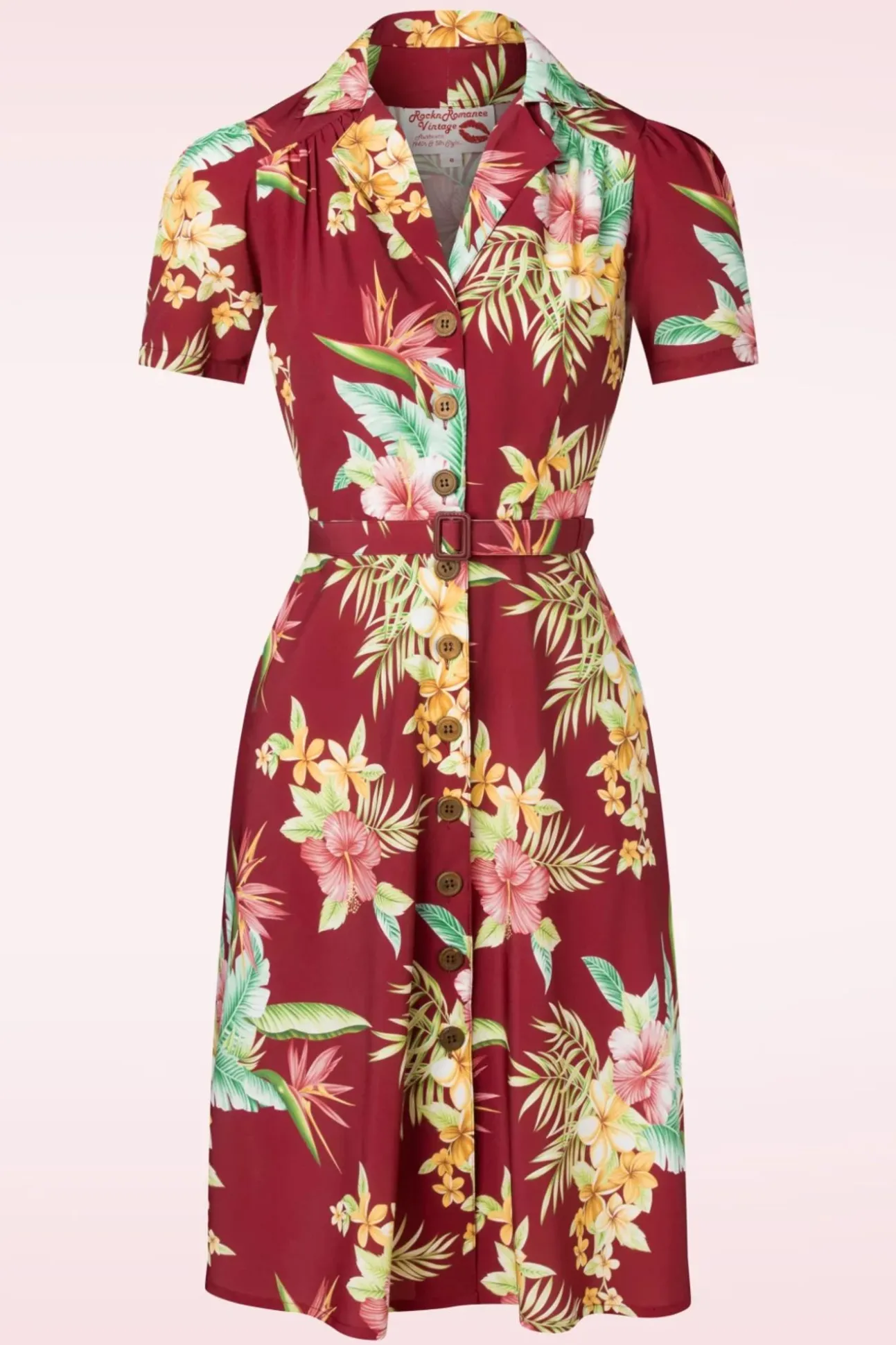 Charlene Honolulu Blouse-Jurk In Bordeauxrood