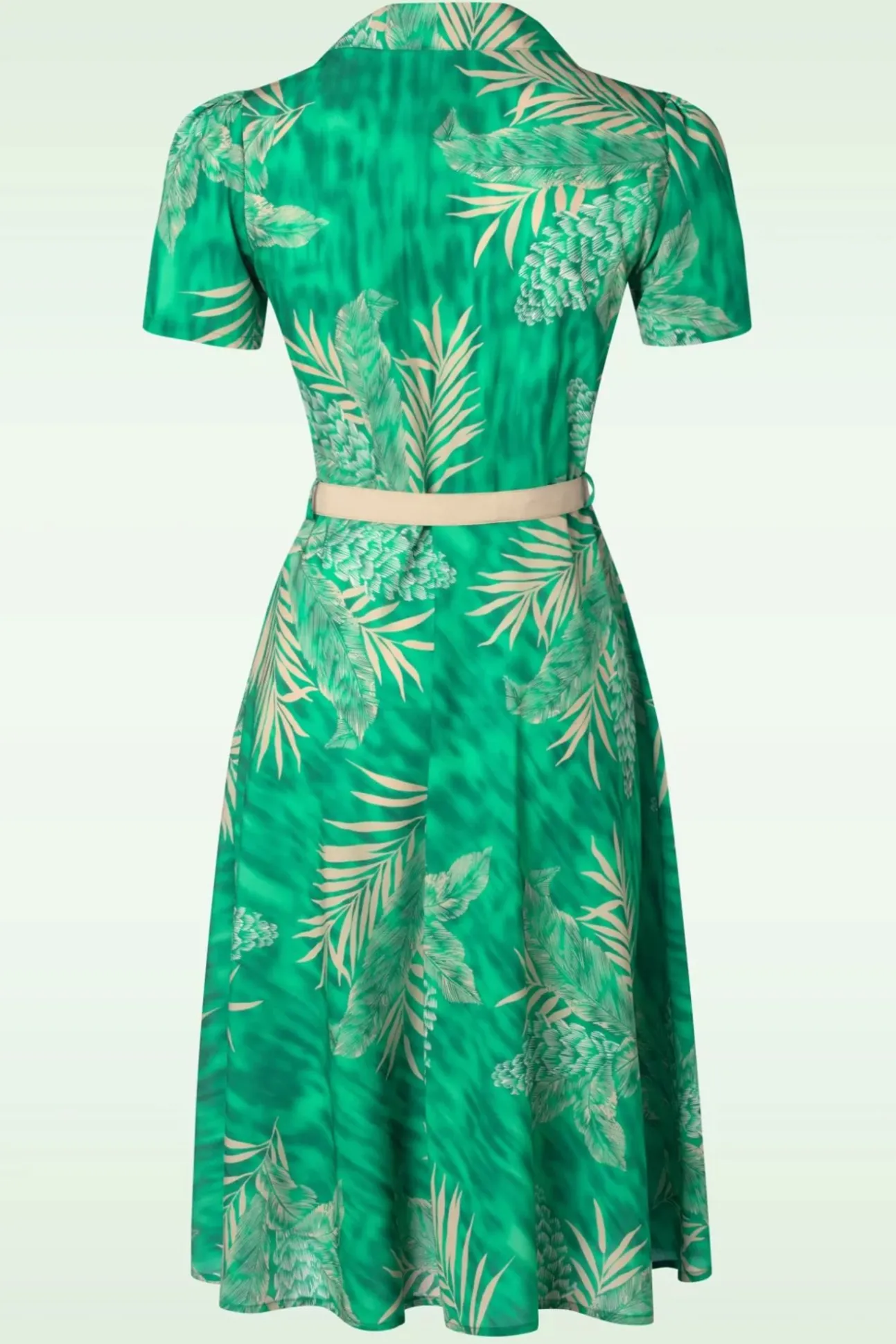 Charlene Palm Blouse-Jurk In Smaragdgroen
