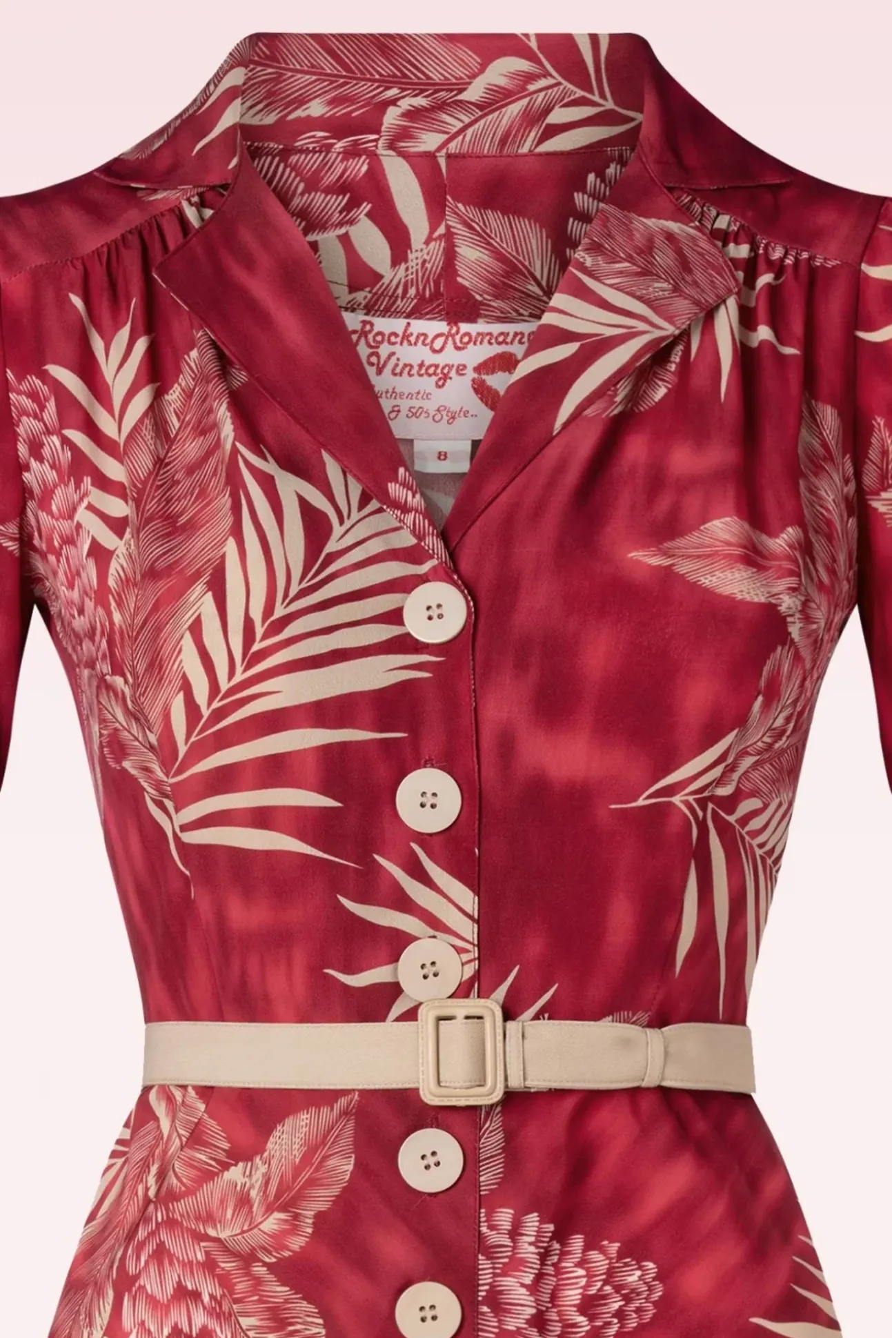 Charlene Palm Blouse-Jurk In Robijnrood