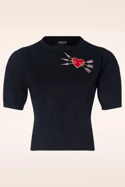 Chris Love Struck Gebreide Top In Zwart