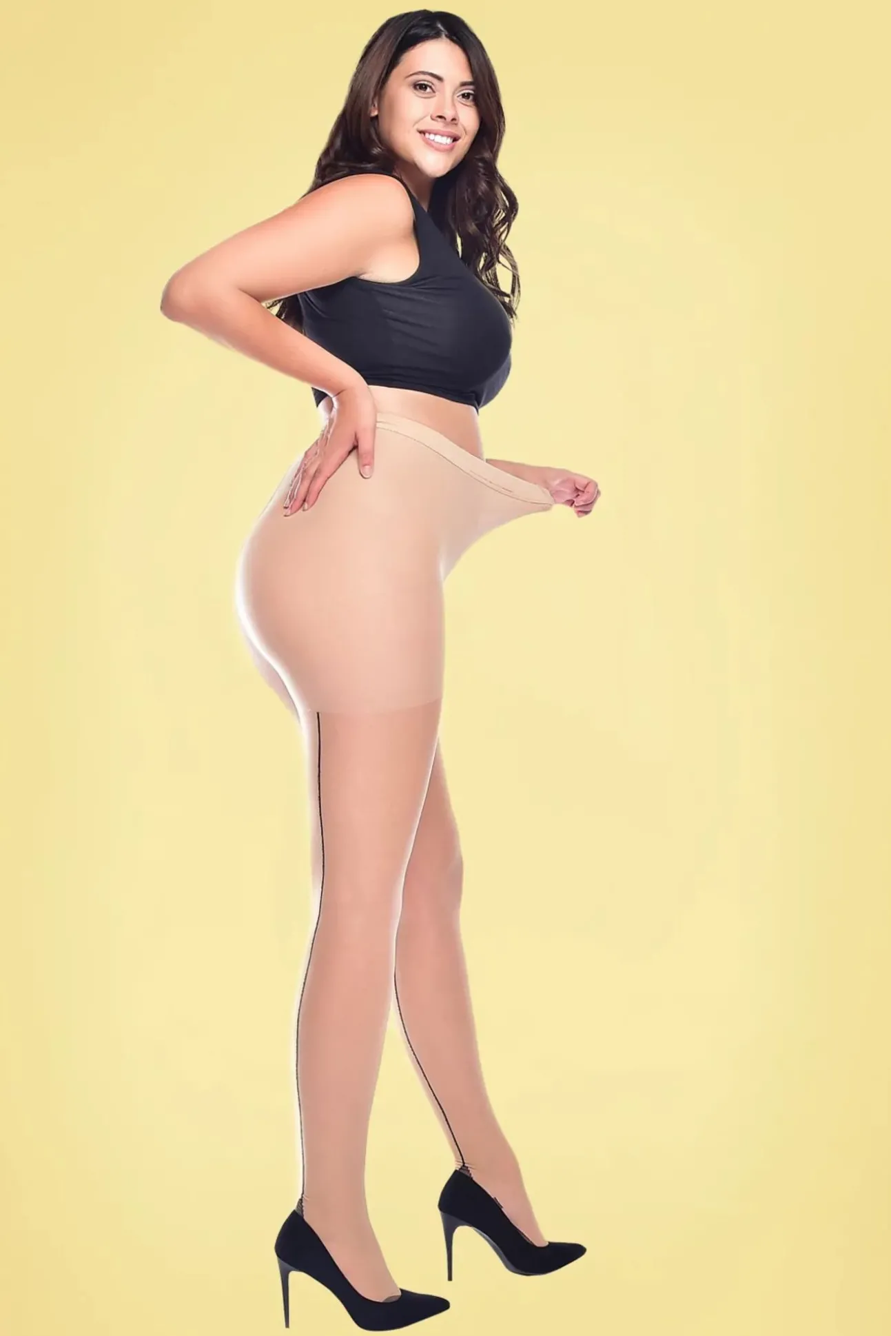 Curvy Super Stretch Jive Panty In Neutraal Ivoor En Zwart