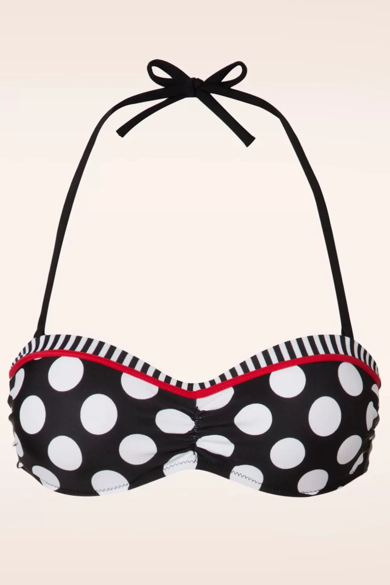 Debra Halterbikinitop Met Polkadotstrepen In Zwart En Wit