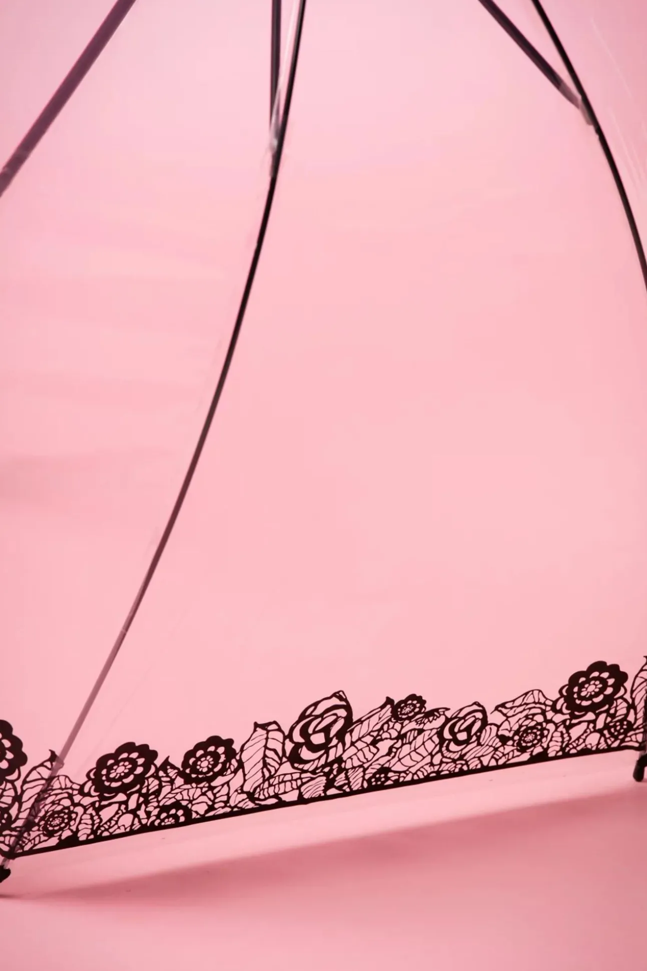 Dentelle Flower Transparante Koepelparaplu In Zwart