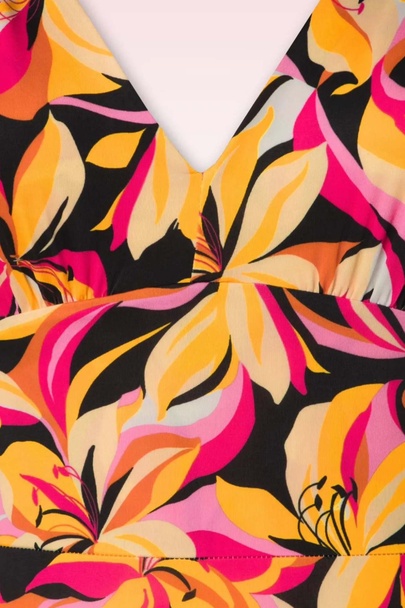 Deveny Abstract Floral Maxi Jurk In Roze En Geel