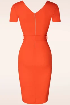 Evie Pencil Jurk In Oranje