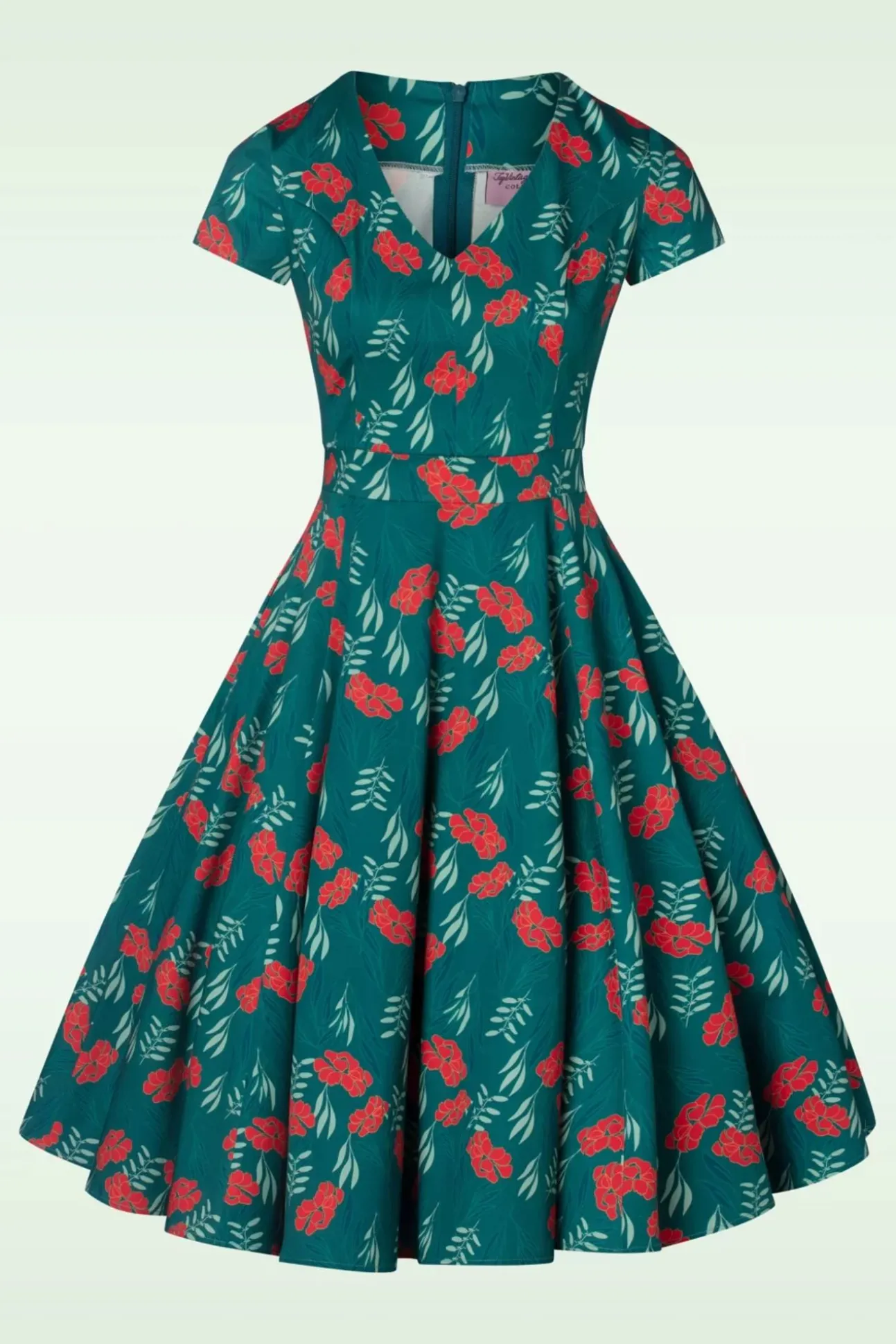Exclusief Bij Topvintage ~ Olivia Swingjurk Met Korte Mouwen In Blauwgroen