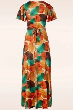 Freya Maxi Jurk Met Bladprint In Ornaje