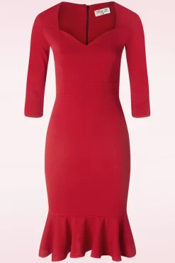 Gemma Pencil Jurk In Rood