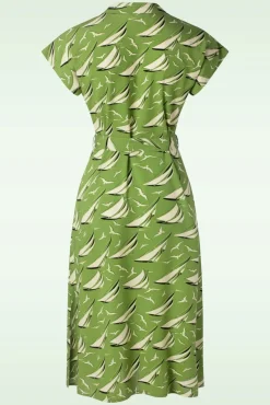 Irene Bateau Midi Jurk In Woodbine Groen