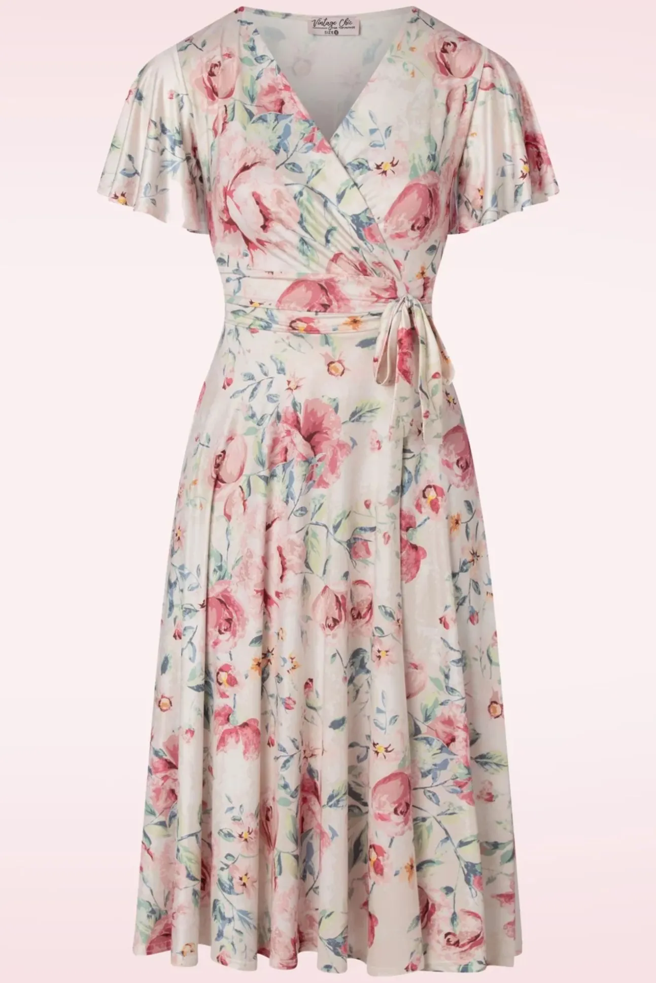 Irene Flower Overslagswingjurk In Zijdeachtig Creme