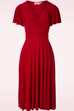 Irene Gekruiste Swingjurk In Rood