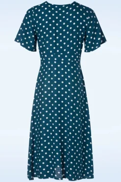 Jeanette Polka Dot Jurk In Marineblauw