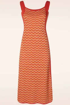Jessie Waves Midi Jurk In Oranje