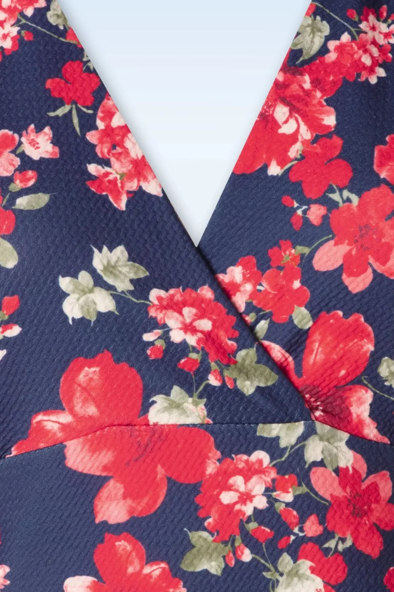 Katie Floral Pencil Jurk In Marineblauw En Rood