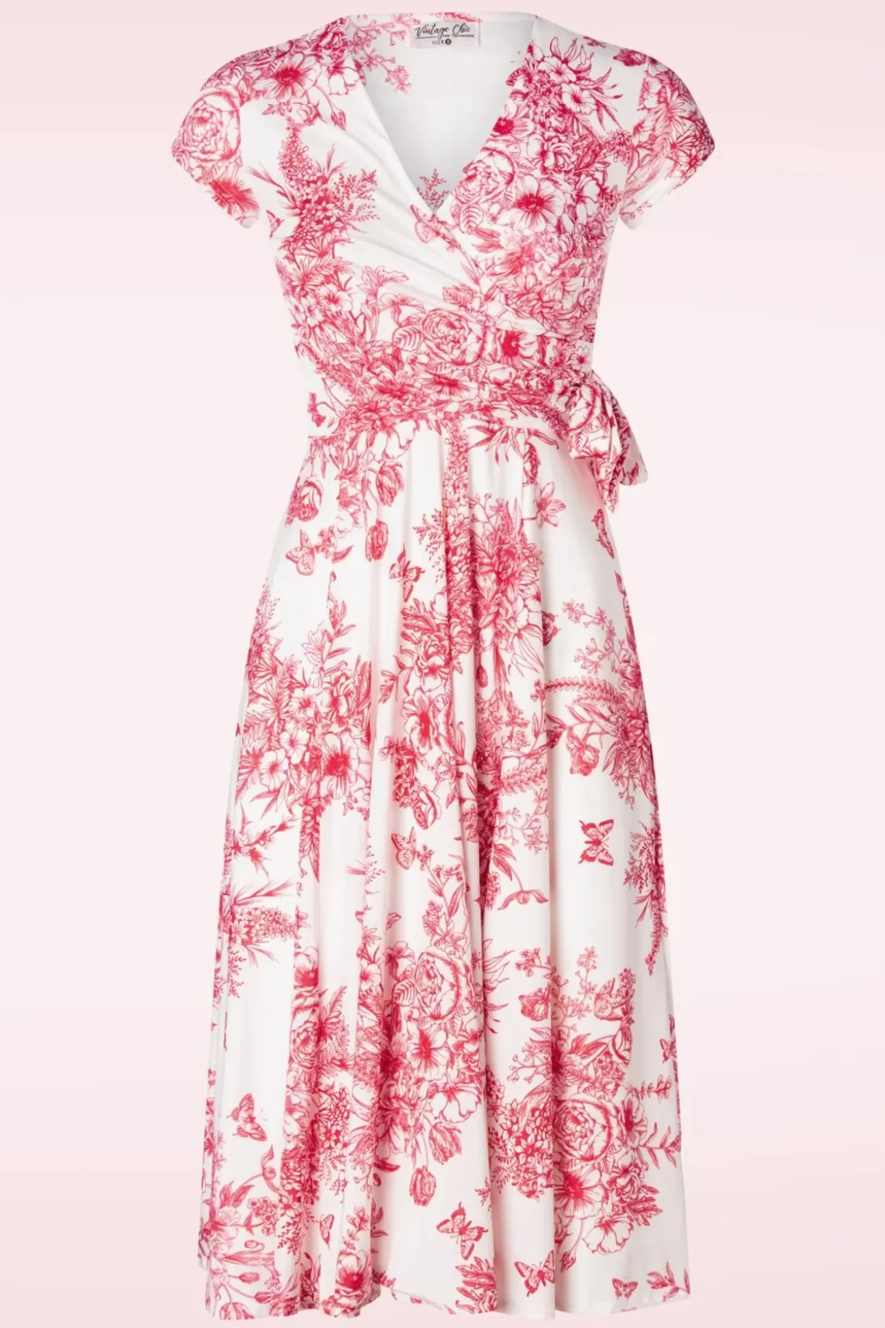 Layla Floral Swing Jurk In Wit En Rood