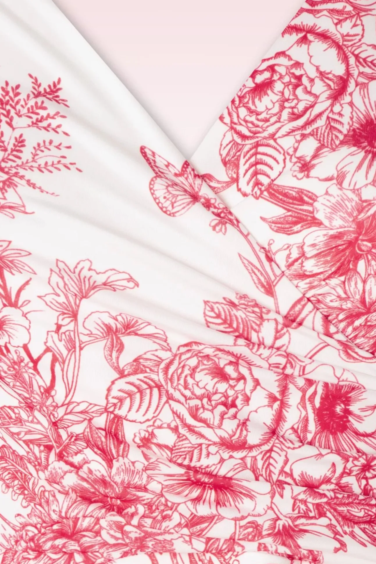 Layla Floral Swing Jurk In Wit En Rood