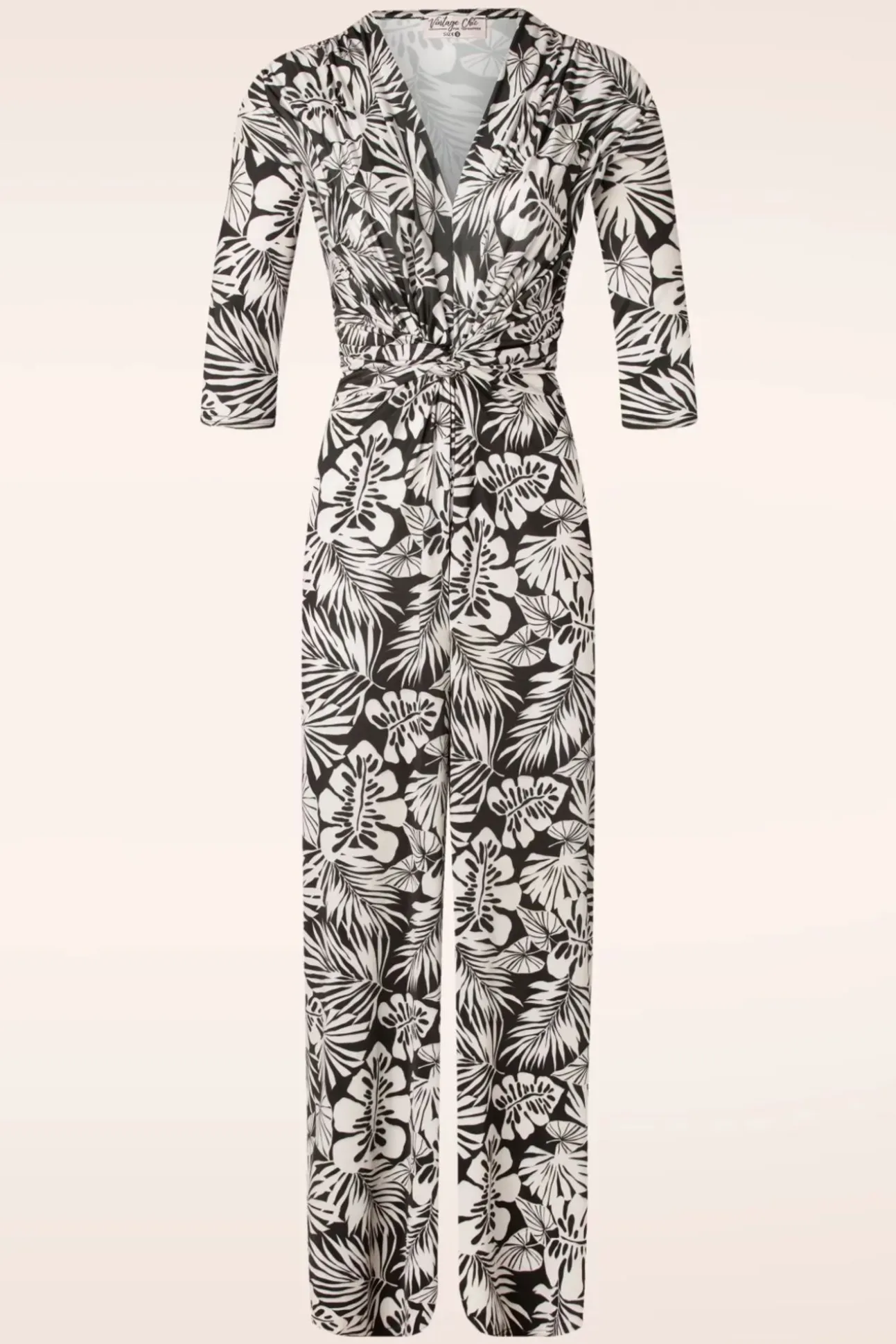 Lina Leaf Print Jumpsuit In Zwart