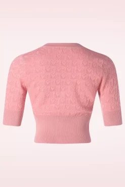 Love Heart Cardigan In Poederroze