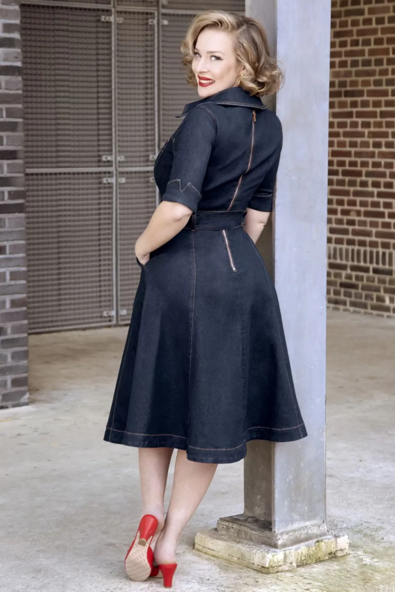 Lucielle Swing Jurk In Donkerdenim