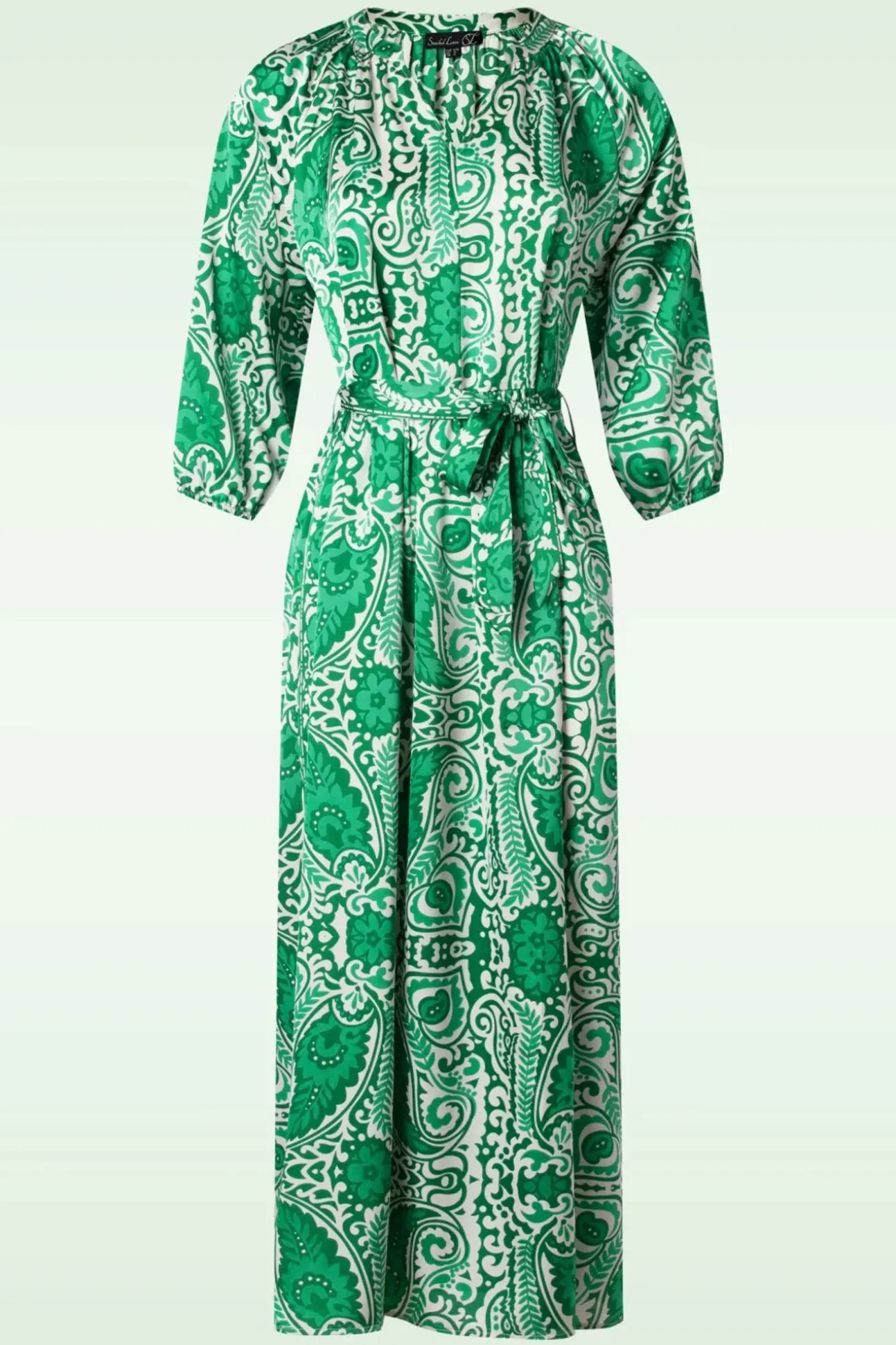 Myra Maxi Jurk In Gebroken Wit En Groen