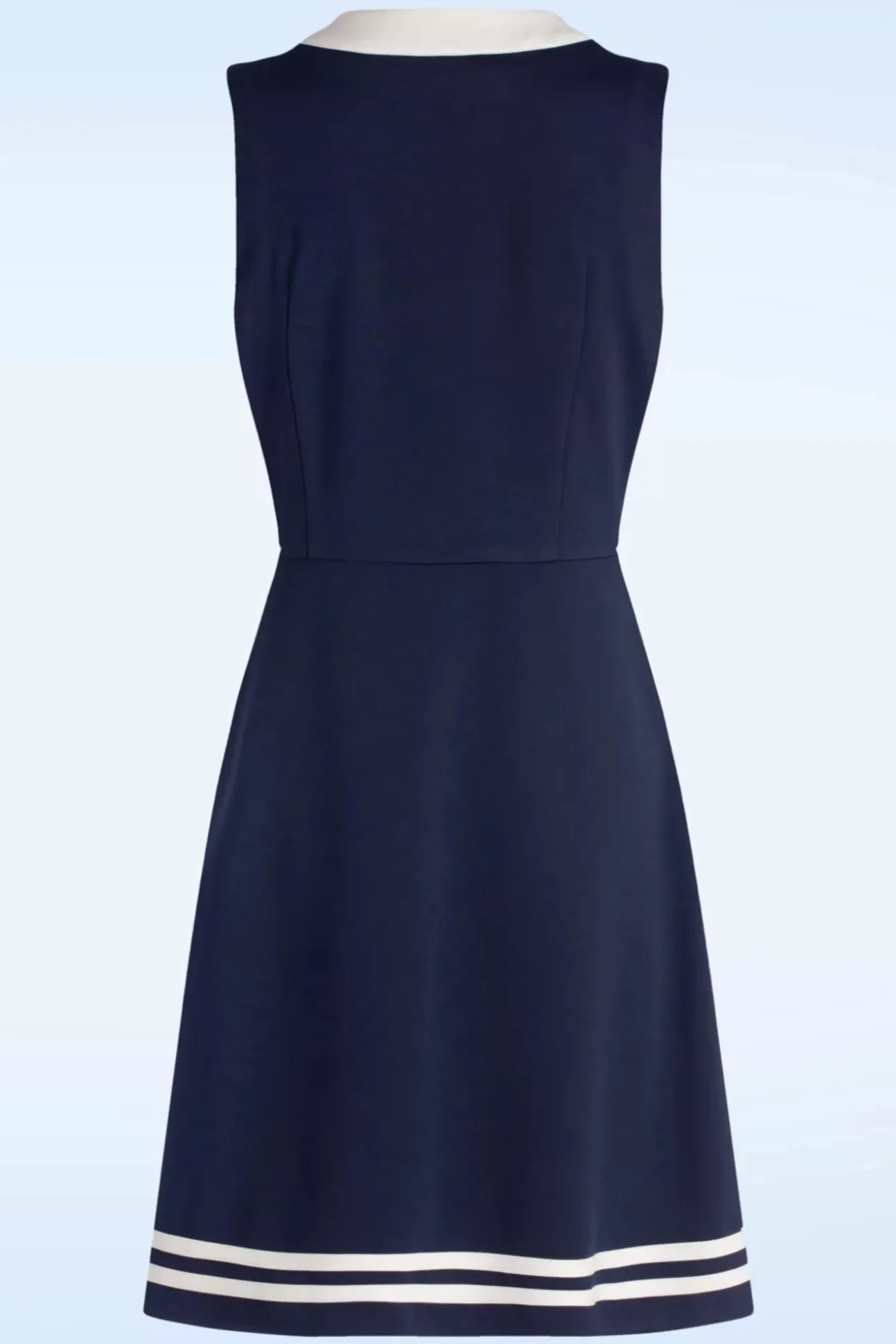 Nautical Sleeveless Bow Jurk In Marineblauw