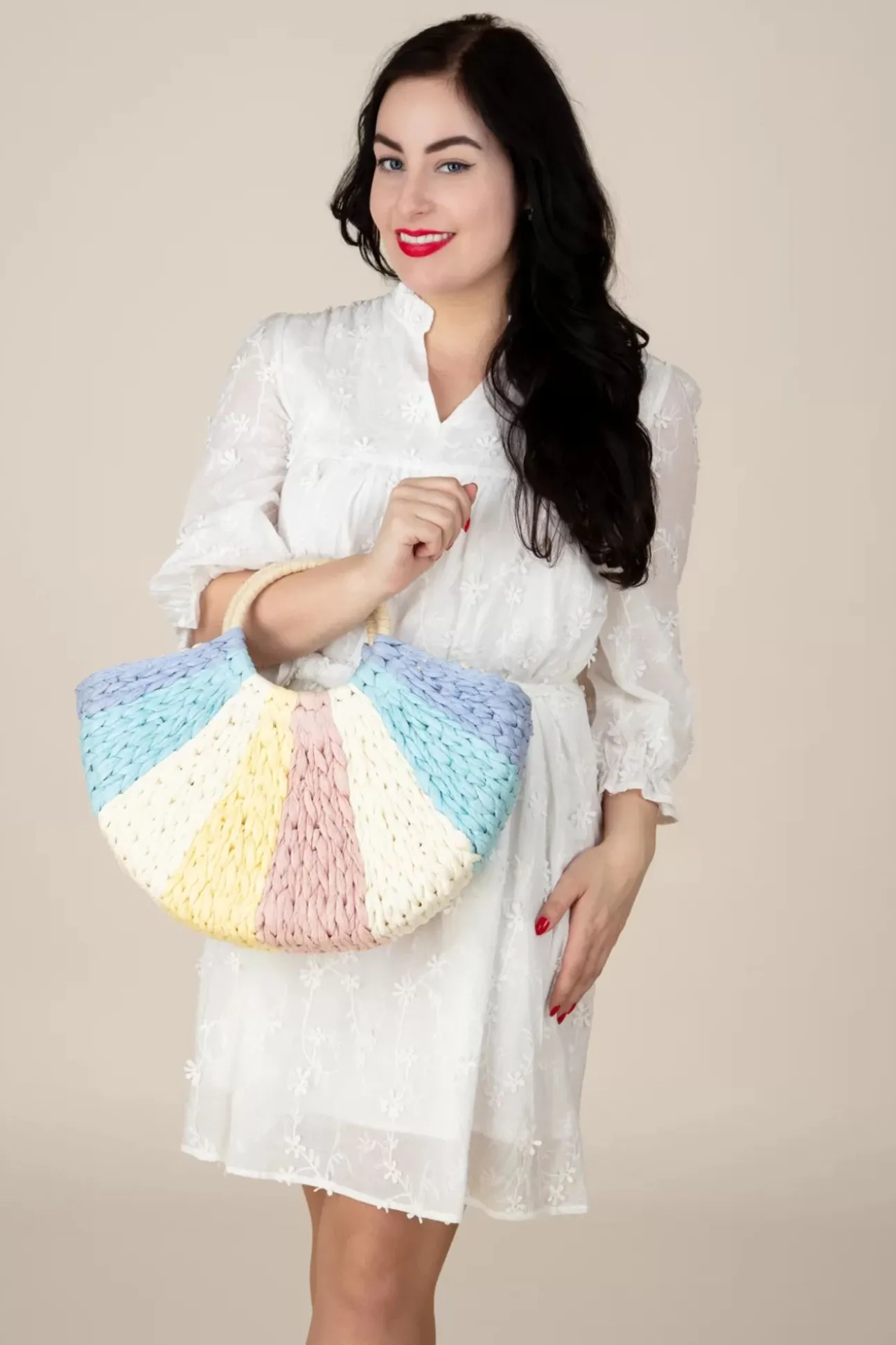 Orleans Geweven Rotan Tas In Pastel