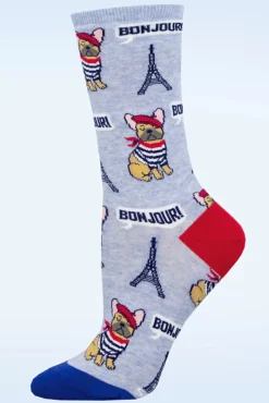 Paris Frenchie Sokken In Blauw