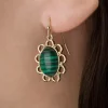 Peacock Pine Stone Drop Oorbellen In Groen