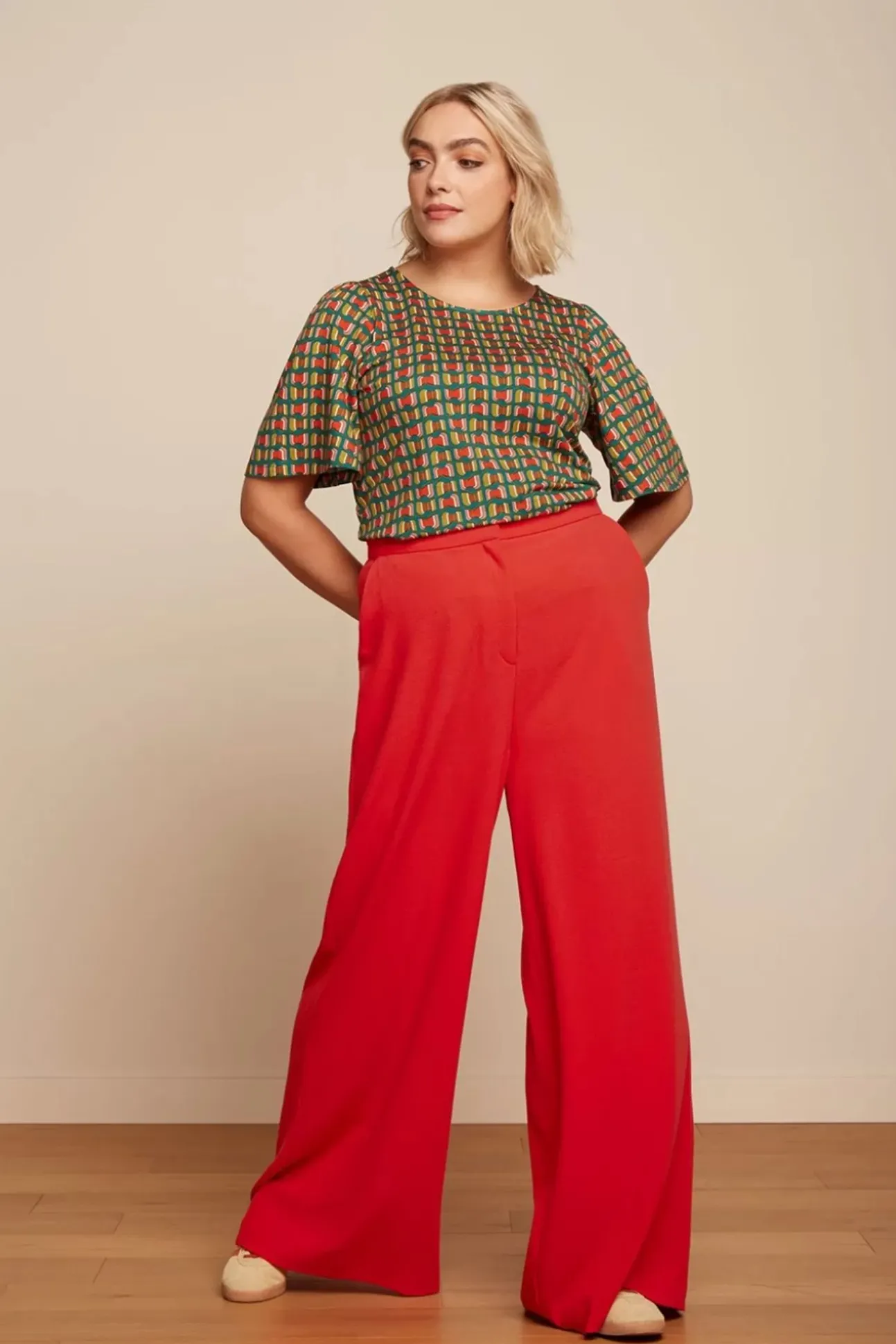 Peppa Broek Woven Crepe In Vurig Rood
