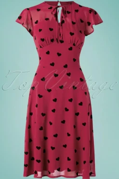 Peppa Chiffon Hearts Tea Jurk In Frambozenrood
