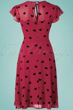 Peppa Chiffon Hearts Tea Jurk In Frambozenrood