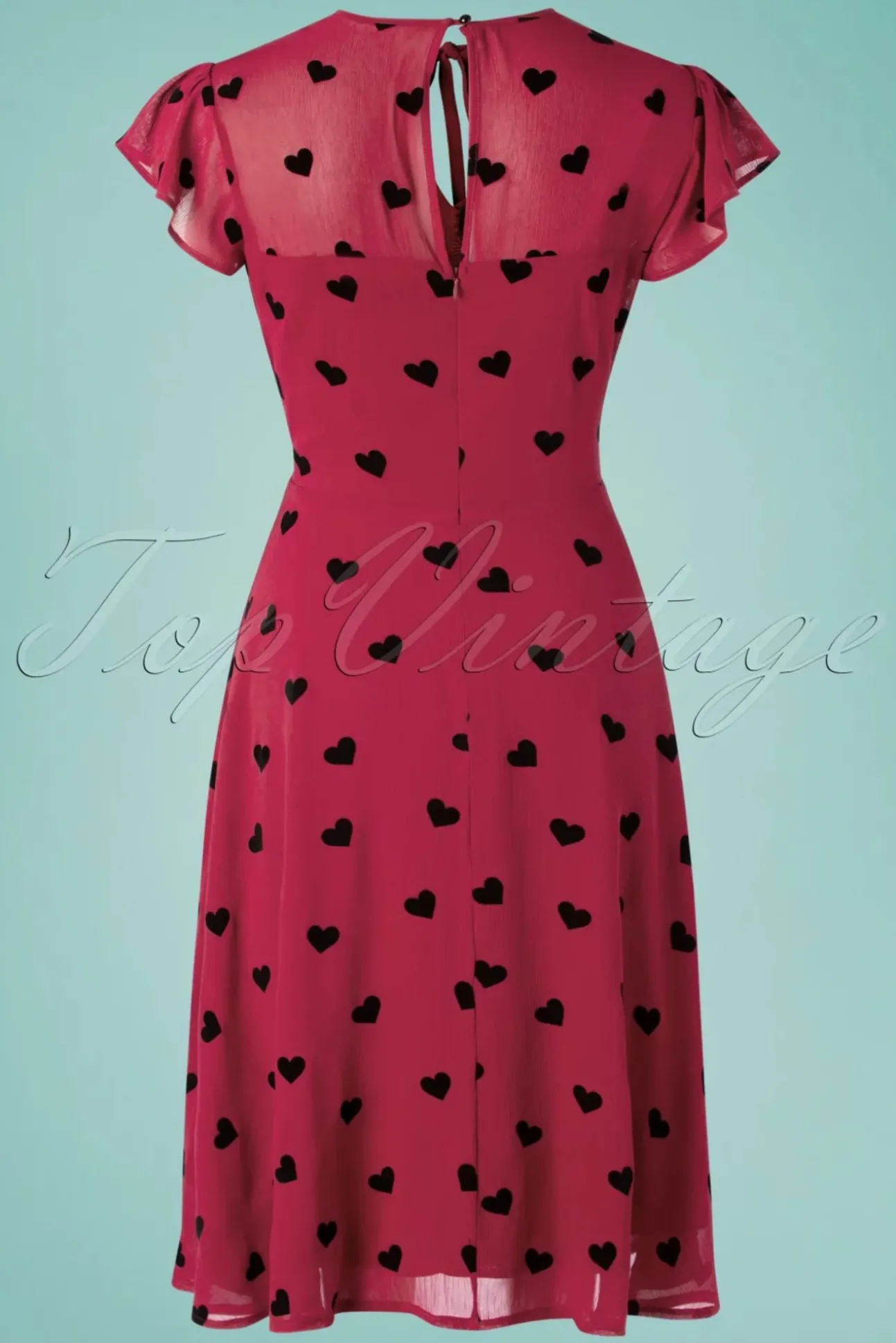 Peppa Chiffon Hearts Tea Jurk In Frambozenrood