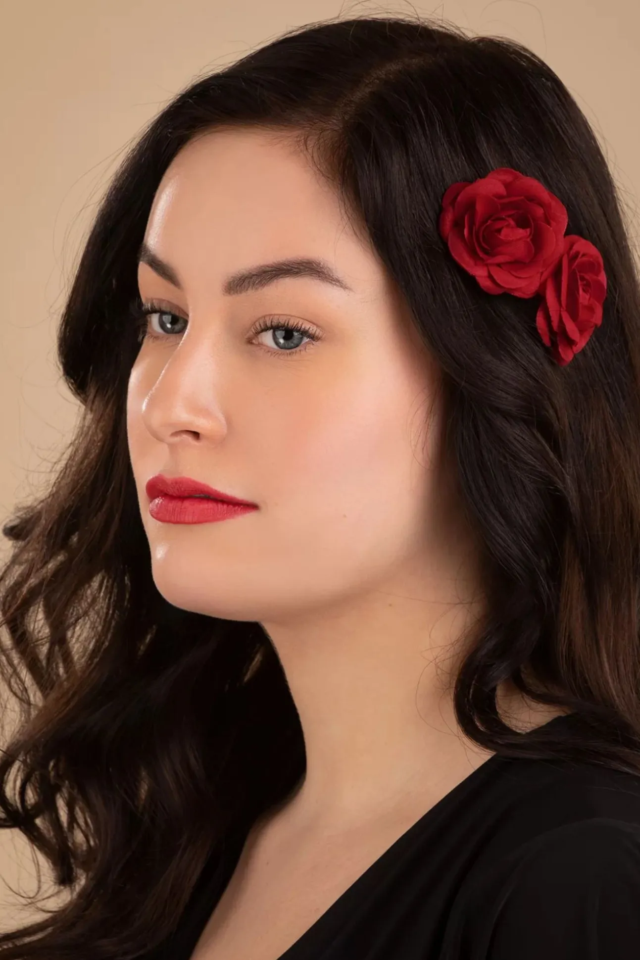 Pin-Up Rode Rozen Haarclips