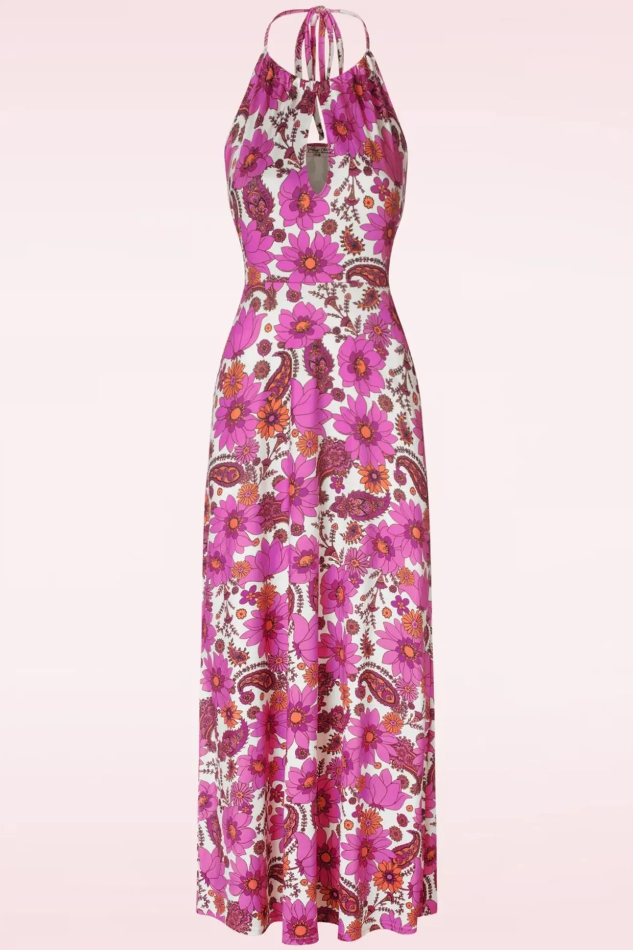 Polly Maxi Jurk In Wit En Roze