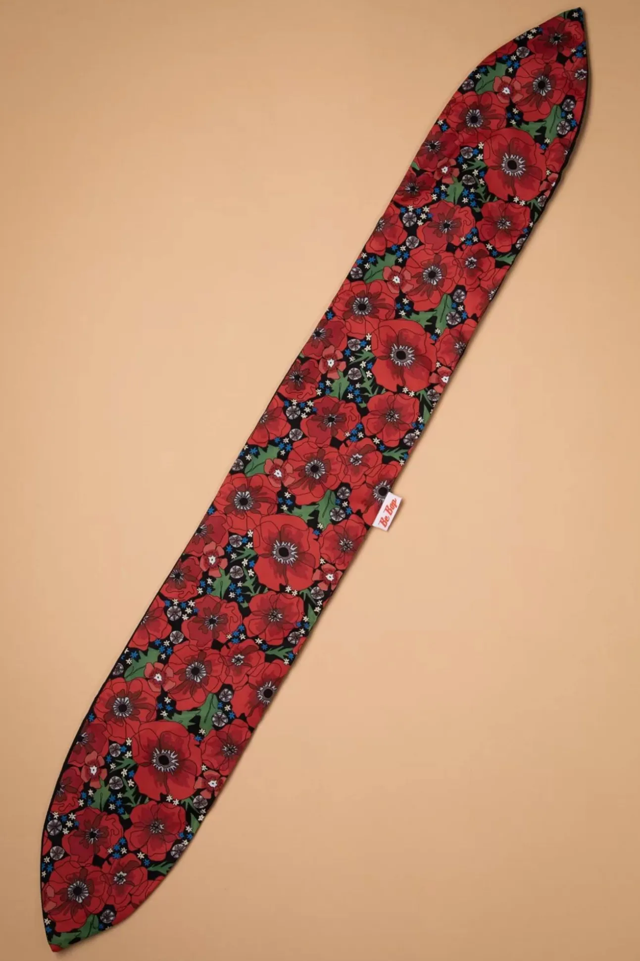 Retro Poppies Haarsjaal In Zwart En Rood
